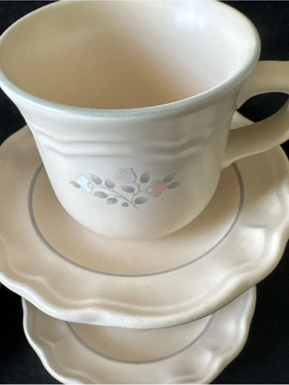 Vintage Pfaltzgraff Remembrance Set of 4 Tea Coffee Cup & Saucer Lot Stoneware